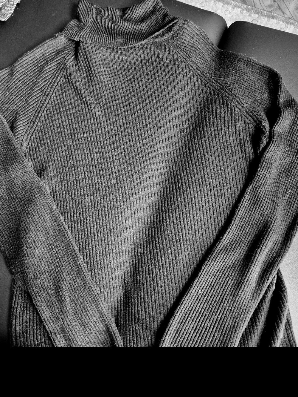 Ribbed Turtleneck Sweater - Black